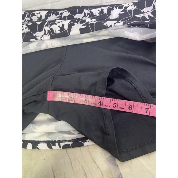 Tranquility Colorado Clothing Black White Floral Skort Skirt Lined Womens Size L - Picture 9 of 10